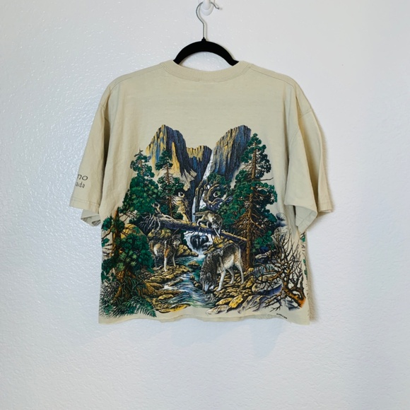 Vintage Crop Top Large Wolf Theme Wolves Reno Nevada - Picture 15 of 16